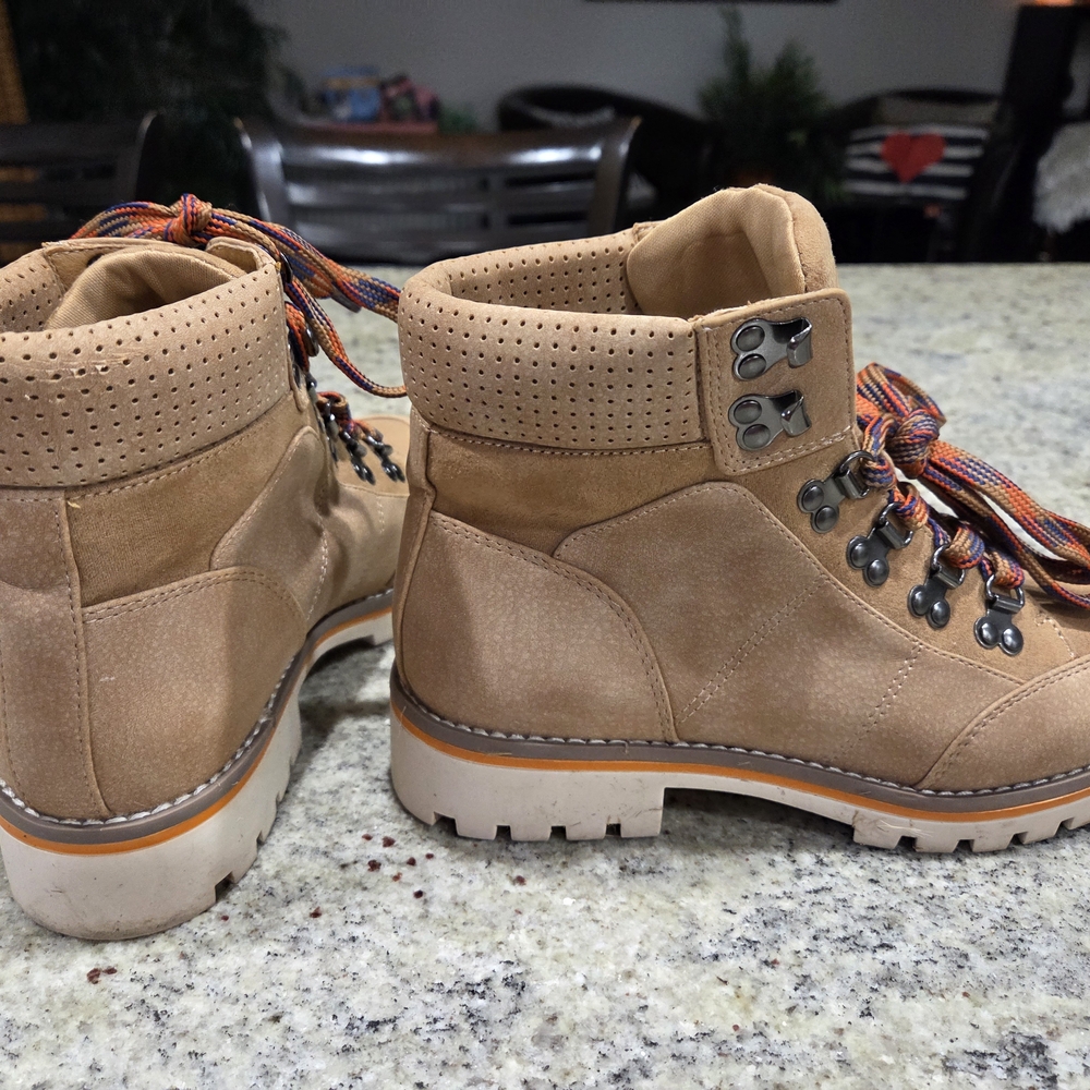 Tan Lace-Up Hiking Boots - Picture 2 of 4